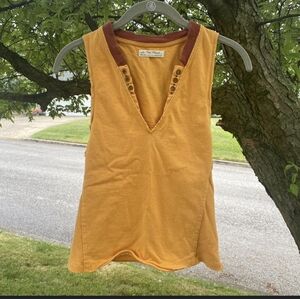 5/$10 Free People v-neck Knit Tank Top mustard yellow M